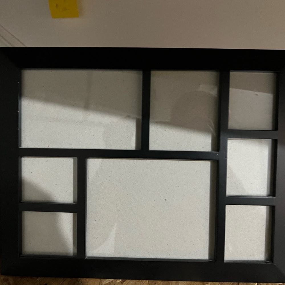 Black picture frame with 8 compartments 5-2x3, 3x3.5, 4x6